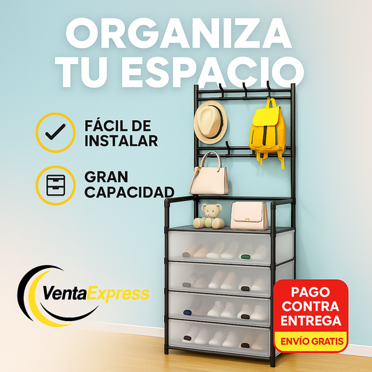 ZAPATERA CON TAPAS Y PERCHERO MULTIFUNCIONAL